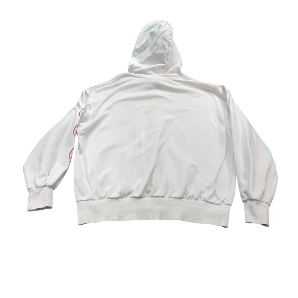 H&M Nirvana Womens Hoodie White Pink Smiley Face Graphic Cotton Blend Fleece L - Picture 3 of 12